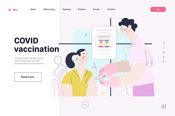 Medical insurance template - COVID-19 vaccination schedule. Flat vector