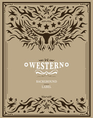Western Style Label design, Rodeo post elements. 