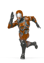 battle pilot is running fast in white background