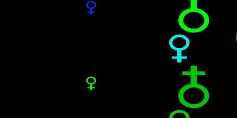 Fototapeta premium Dark Multicolor vector pattern with feminism elements.