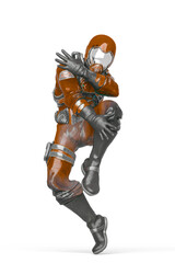 Fototapeta premium battle pilot is dancing in white background