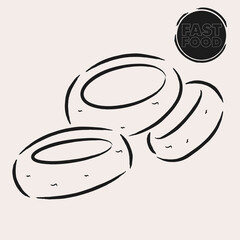Isolated donuts draw fast food delivery white background icon- Vector