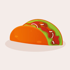 Isolated taco color fast food delivery white background icon- Vector