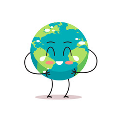 sad earth character crying unhappy cartoon mascot globe personage say no plastic climate change save planet concept isolated