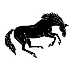 Vector hand drawn doodle sketch black kicking horse isolated on white background