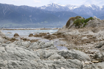 Küste Kaikoura mit Seaward Kaikoura Range / Kaikoura coast with Seaward Kaikoura Range /