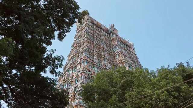 Meenakshi Sundareswarar Temple in Madurai. Tamil Nadu, India. It is a twin temple, one of which is dedicated to Meenakshi, and the other to Lord Sundareswarar