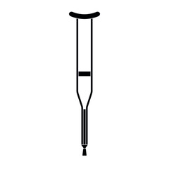 Vector flat black crutch isolated on white background
