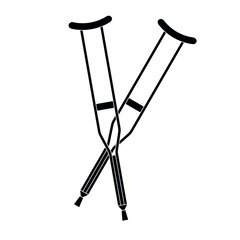 Vector flat black pair of crutch isolated on white background