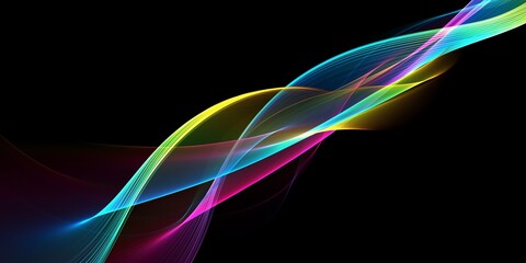 Abstract colourful wave on a black background	
