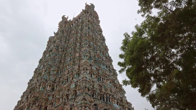 Meenakshi Sundareswarar Temple in Madurai. Tamil Nadu, India. It is a twin temple, one of which is dedicated to Meenakshi, and the other to Lord Sundareswarar