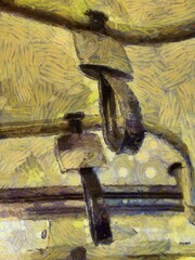 The passenger's grip on the bus Illustrations creates an impressionist style of painting.