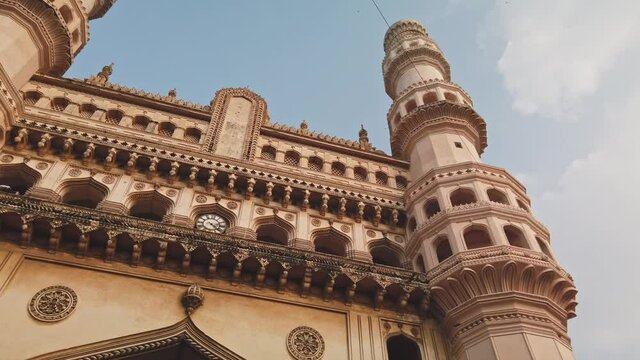 View of Charminar ("Four Minarets"), constructed in 1591, is a monument and mosque located in Hyderabad, Telangana, India.