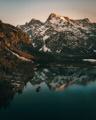 lake almsee with woodhouse in the middle of the lake