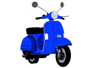 motor scooter isolated on blue