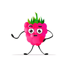 cute fresh juicy raspberry character tasty ripe berry fruit mascot personage isolated on white background healthy food concept