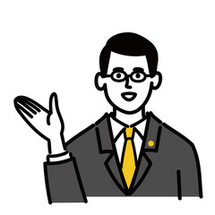 男性　ミドルエイジ 士業　メガネ　提案　ベクター ポップ　
