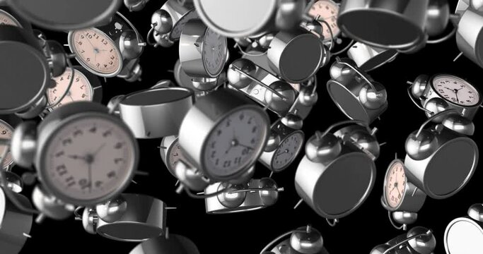 Alarmclock falling slow motion 3d