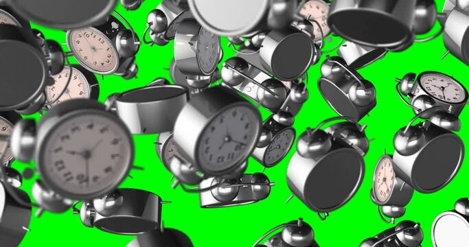 Alarmclock falling slow motion 3d