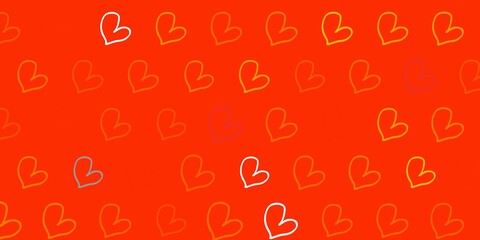 Light Yellow vector background with hearts.