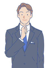 拳を握るスーツの男性 シンプル