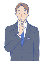 静かにするよう促すスーツの男性 シンプル