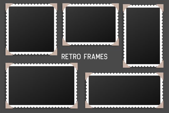 Realistic vintage photo frame with shadow