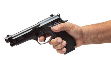 Man Pointing a Gun, Isolated On White Background