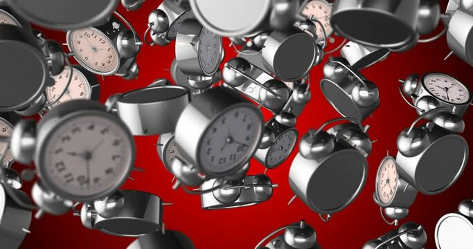 Alarmclock falling slow motion 3d