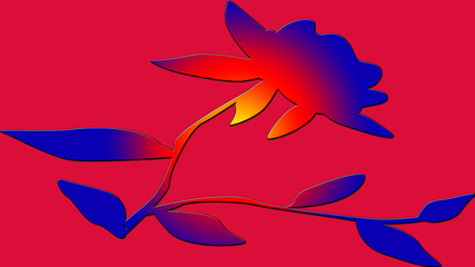 Multicolor flower shape texture with red background