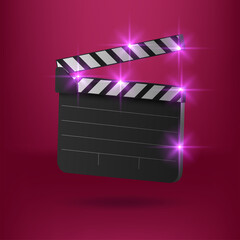 Vector realistic movie clapper slapstick