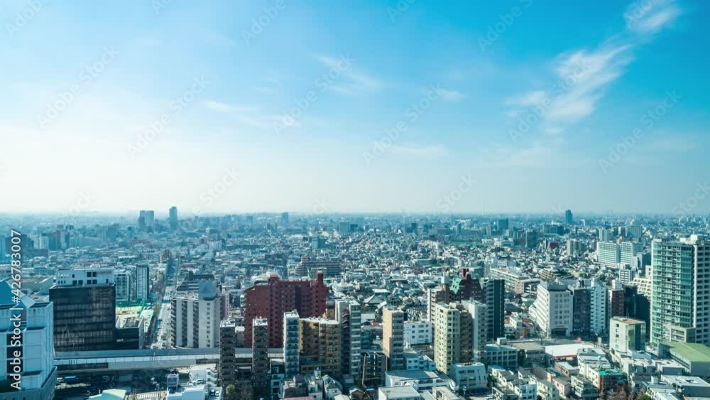 Poster 東京の都市景観と道路　俯瞰　タイムラプス　ズームイン