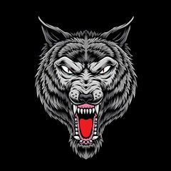 anger wolf head vector logo