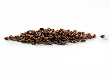 Roasted coffee ground on isolated white background