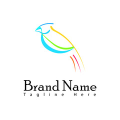 animal outline bird cardinal flying stylized colorful linear lines