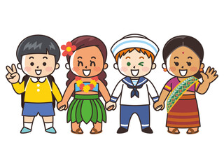 手を繋ぐ世界の子供たち 人種 国籍 平和 Wall Mural Shintako