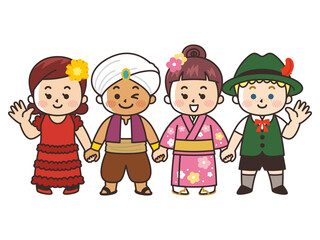 手を繋ぐ世界の子供たち　人種　国籍　平和