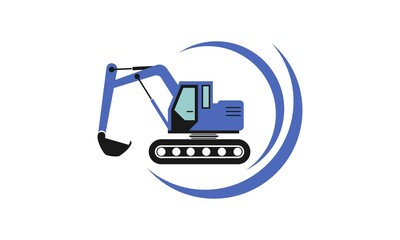 Blue excavator illustration vector design