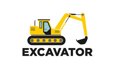 Excavator illustration vector logo