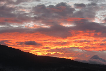 Obraz premium Sunset in the north of Quito, Ecuador behind the Pichincha's volcano