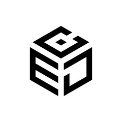 ECD hexagon letter logo design cube. Initial three letters template logo