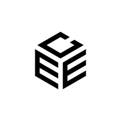 ECE hexagon letter logo design cube. Initial three letters template logo