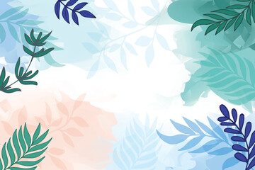 Design banner frame flower Spring background with beautiful. flower background for design. Colorful background with tropical plants. Place for your text.