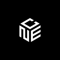NCE hexagon letter logo design cube. Initial three letters template logo