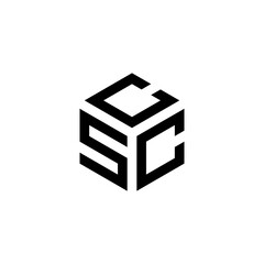 SCC hexagon letter logo design cube. Initial three letters template logo