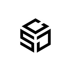 SCD hexagon letter logo design cube. Initial three letters template logo