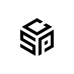 SCP hexagon letter logo design cube. Initial three letters template logo