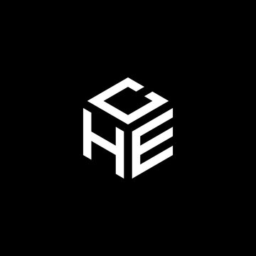 HCE hexagon letter logo design cube. Initial three letters template logo