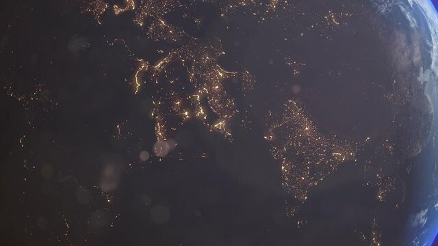 Middle East, India and Asia from space day to night Planet Earth slow rotation