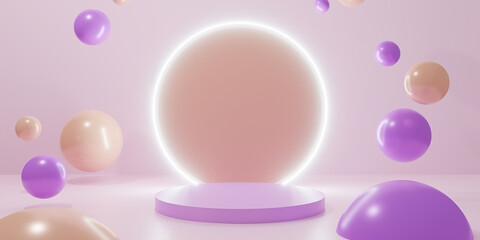 Modern minimal podium background. 3-D Render Illustration of Studio mock up display for product advertising